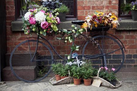 Bicycle with flowers on