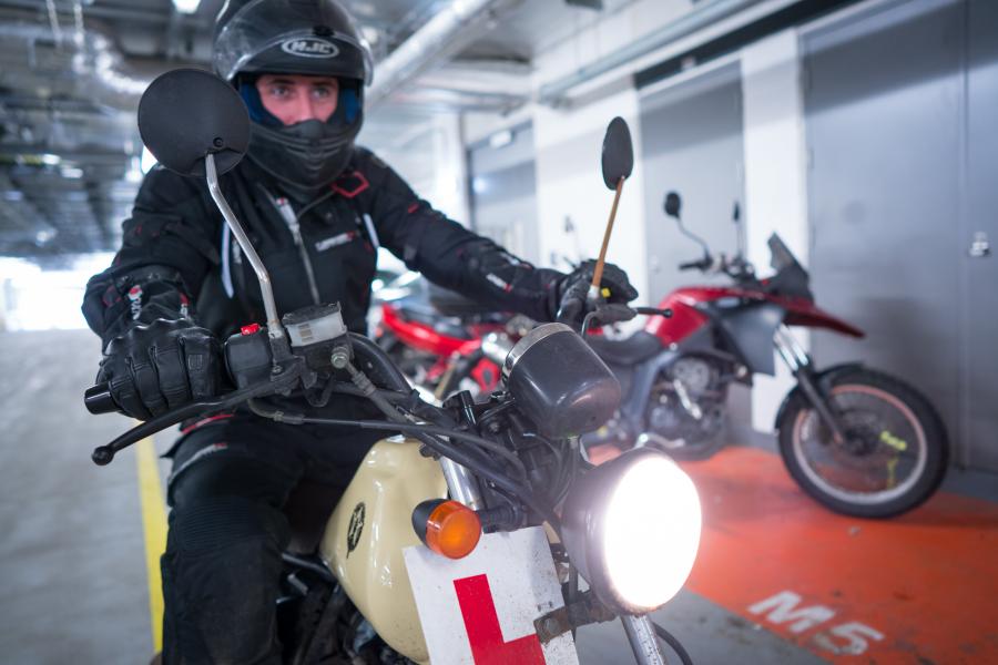 Learner on Motorcycle close-up