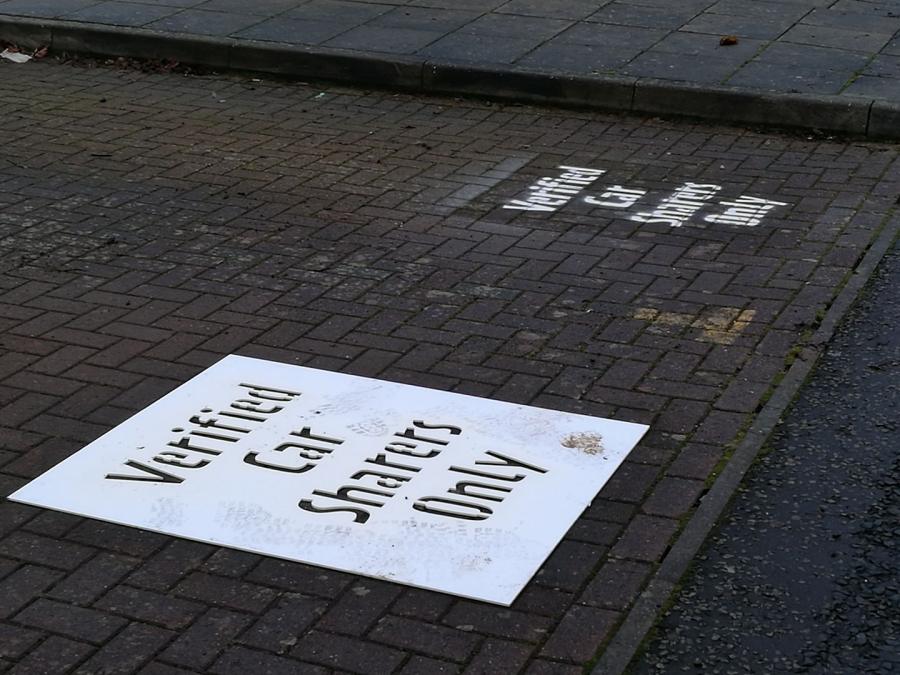 Verified Car Sharers Only Spaces spray paint