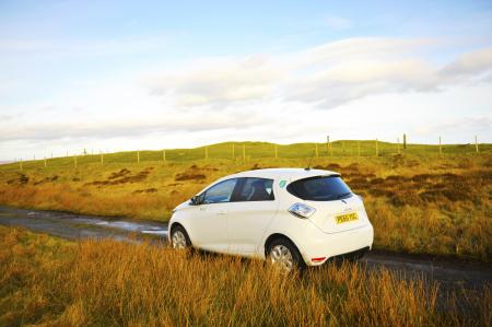 e-car through countryside 