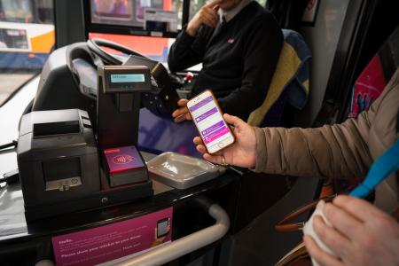 Paying for the bus using your mobile phone