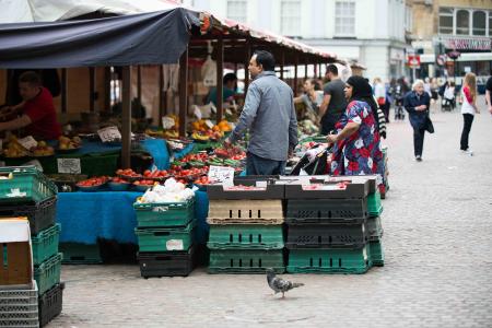 Family shopping at Northampton Markets