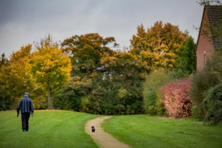 Gentleman walking his dog