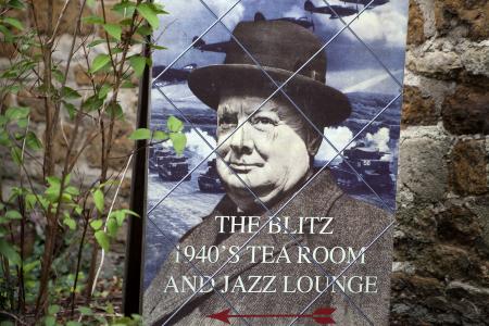 The Blitz 1940's Tea Room and Jazz Lounge Winston Churchill poster