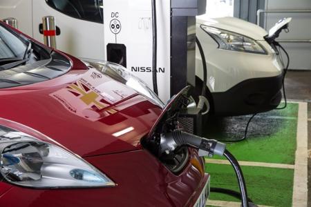 An Electric Vehicle being charged