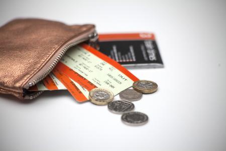 train tickets purse cash journey 