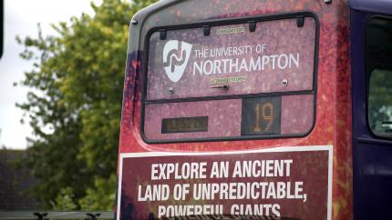 Back of the bus University of Northampton advert