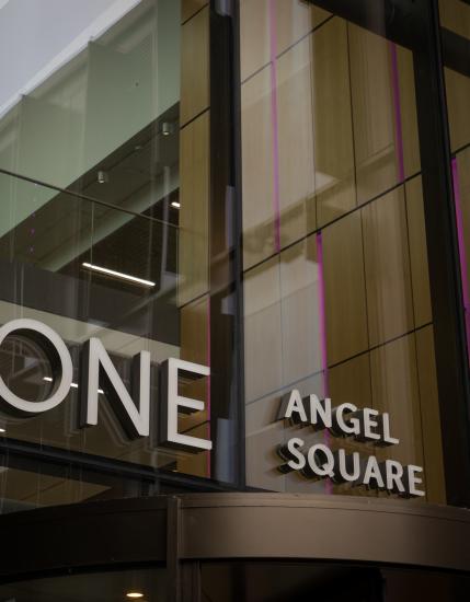 One Angel Square Front Sign